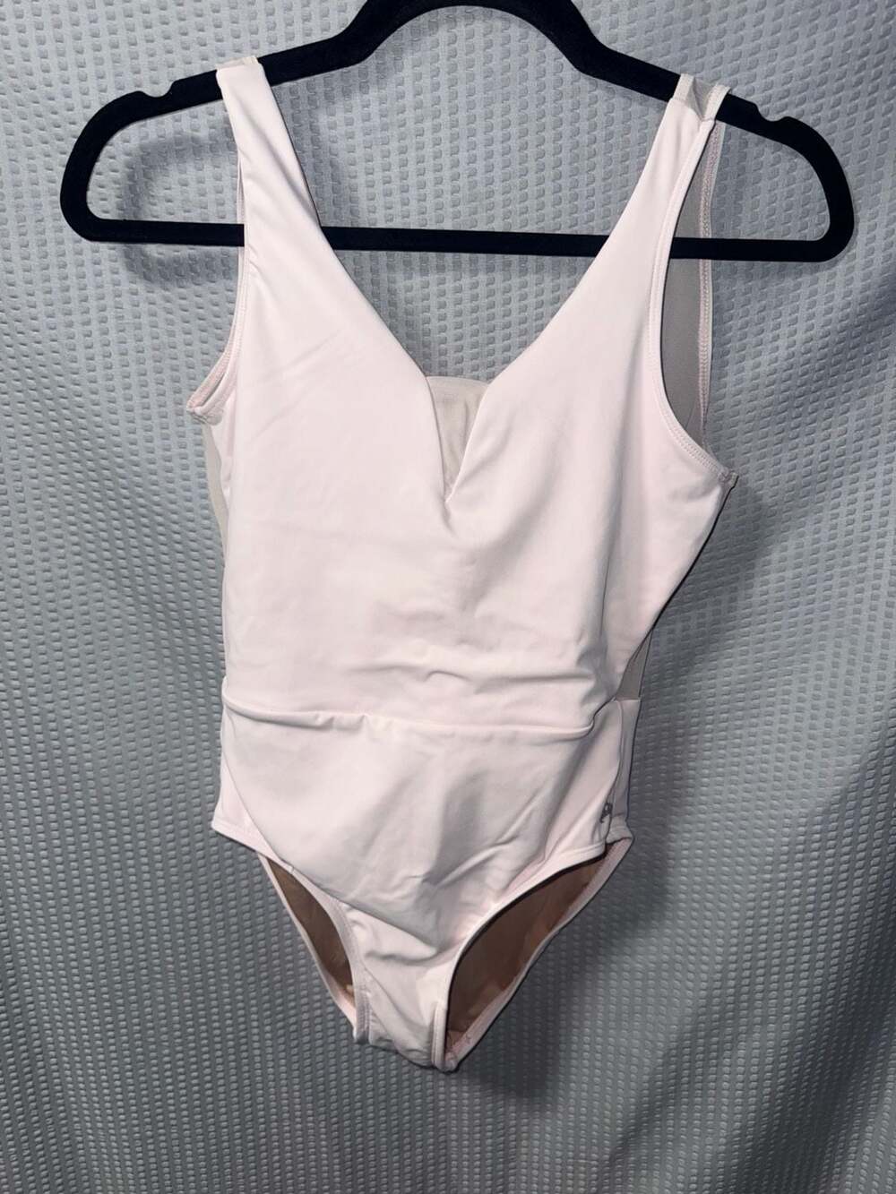 Mirella ME2100 V-Neck Mesh Back Leotard Light Pink Size M